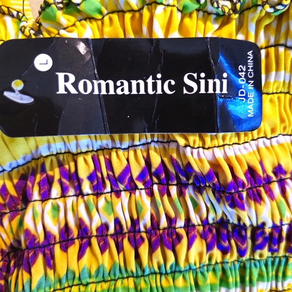 NWT Romantic Sini Women's Yellow Pattern Sleeveless Stretchy Tube Sundress - Picture 8 of 9